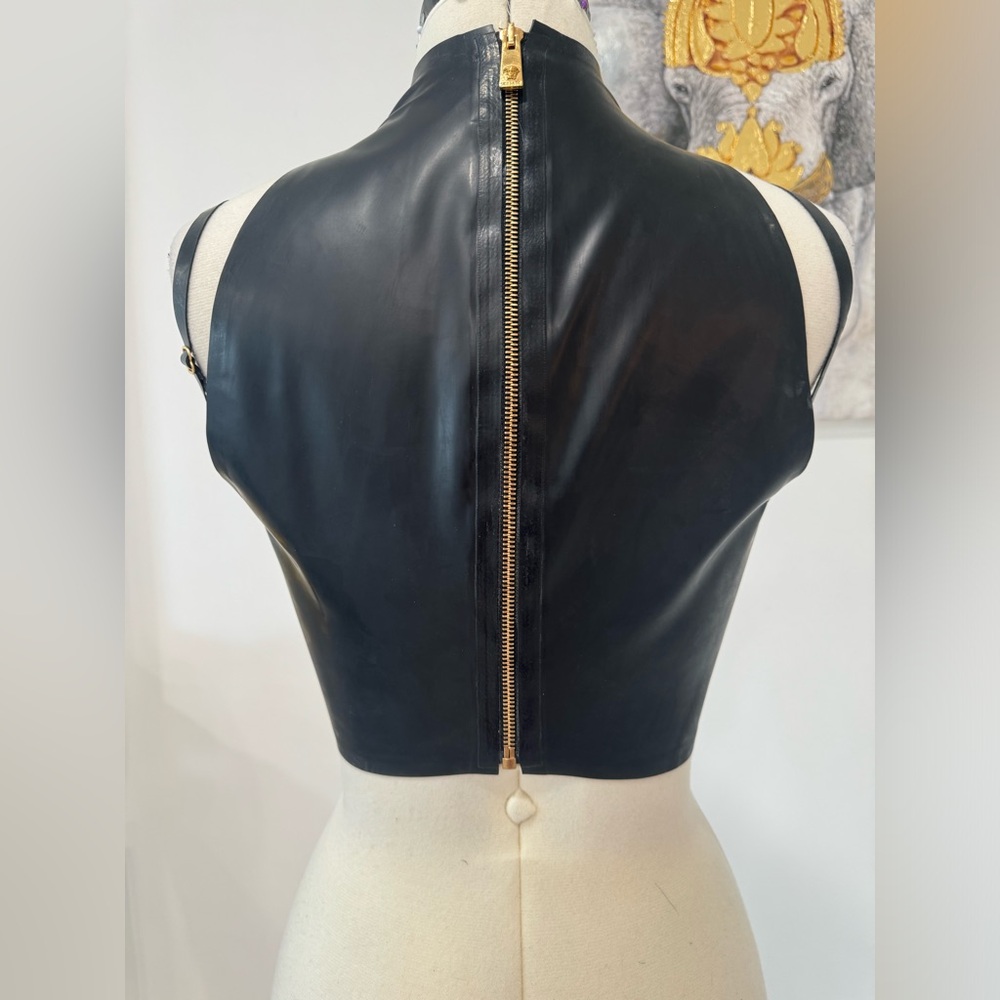Versace Medusa Latex Crop Top, Black - Picture 6 of 14